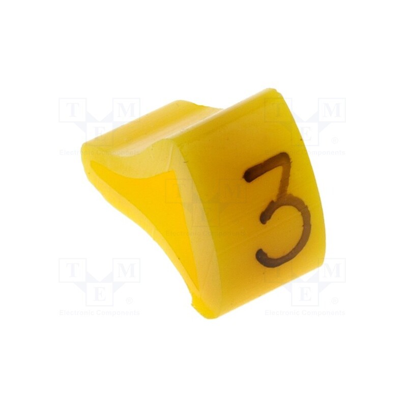 1 pcg x KURANT - MZ-2/3 - Markers, Marking: 3, 3÷6.5mm, H: 9mm, A: 7mm, -30÷100°C, leaded, L: 5mm