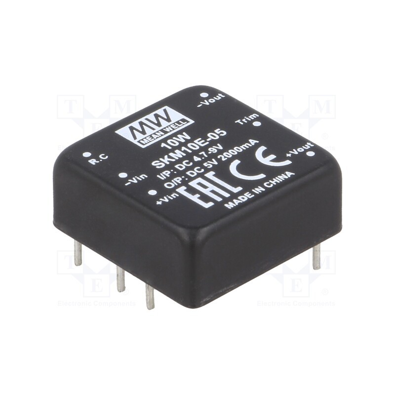 1 pcs x MEAN WELL - SKM10E-05 - Converter: DC/DC, 10W, Uin: 4.7÷9V, Uout: 5VDC, Iout: 2000mA, 350kHz