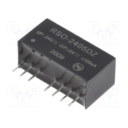 1 pcs x RECOM - RSO-2405DZ - Converter: DC/DC, 1W, Uin: 9÷36V, Uout: 5VDC, Uout2: -5VDC, SIP8