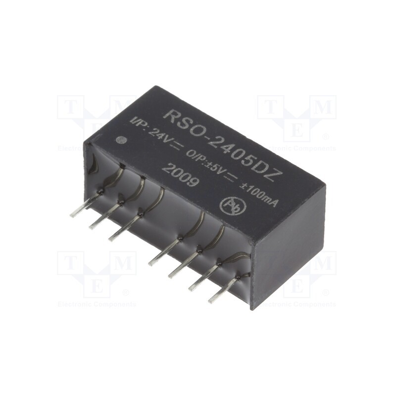 1 pcs x RECOM - RSO-2405DZ - Converter: DC/DC, 1W, Uin: 9÷36V, Uout: 5VDC, Uout2: -5VDC, SIP8