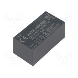 1 pcs x RECOM - RAC05-12SK/480 - Converter: AC/DC, 5W, 85÷528VAC, Usup: 120÷745VDC, Uout: 12VDC, 65%