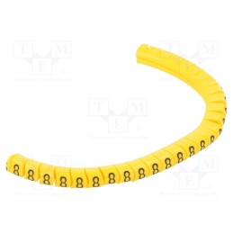 1 pcg x PARTEX - PA-10003PV40.8 - Markers, Marking: 8, 2.5÷5mm, PVC, yellow, -30÷60°C, leaded, PA-1