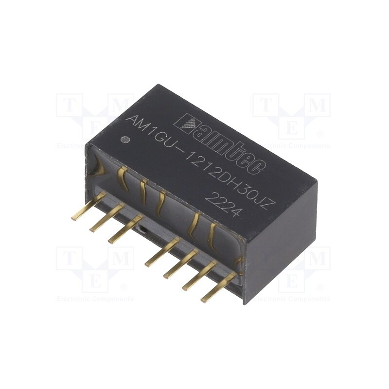 1 pcs x AIMTEC - AM1GU-1212DH30JZ - Converter: DC/DC, 1W, Uin: 4.5÷36V, Uout: 12VDC, Uout2: -12VDC, SIP8