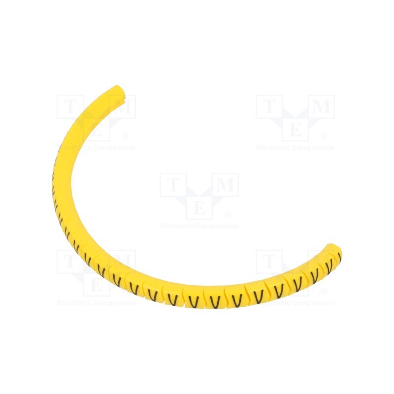 1 pcg x PARTEX - PA-02003PV40.V - Markers, Marking: V, 1.3÷3mm, PVC, yellow, -30÷60°C, leaded, PA-02