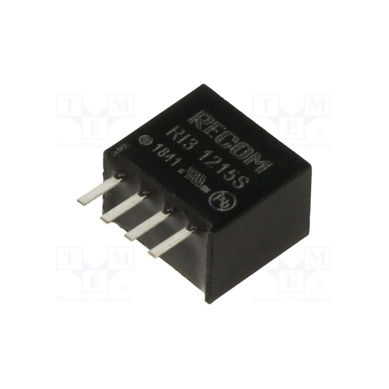1 pcs x RECOM - RI3-1215S - Converter: DC/DC, 3W, Uin: 10.8÷13.2V, Uout: 15VDC, Iout: 200mA, SIP4