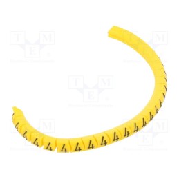 1 pcg x PARTEX - PA-02003PV40.4 - Markers, Marking: 4, 1.3÷3mm, PVC, yellow, -30÷60°C, leaded, PA-02