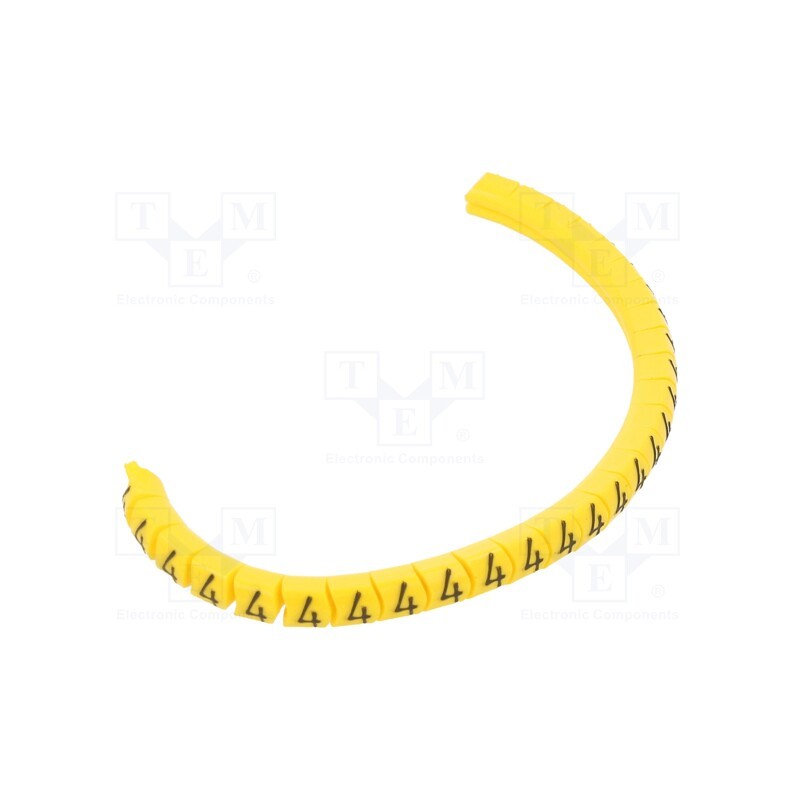 1 pcg x PARTEX - PA-02003PV40.4 - Markers, Marking: 4, 1.3÷3mm, PVC, yellow, -30÷60°C, leaded, PA-02