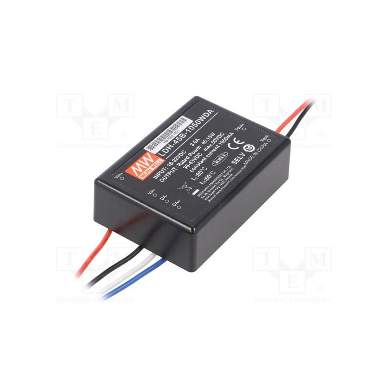 1 pcs x MEAN WELL - LDH-45B-1050WDA - Converter: DC/DC, 45.15W, Uin: 18÷32V, Uout: 36÷43VDC, Iin: 2A, LED