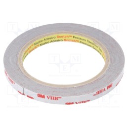 1 rol x 3M - 3M 4936 9MM 5.5M - Tape: fixing, W: 9mm, L: 5.5m, Thk: 600um, acrylic, grey