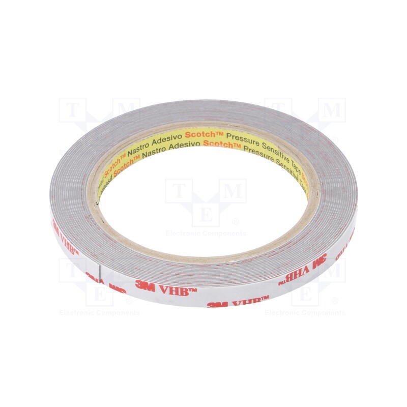 1 rol x 3M - 3M 4936 9MM 5.5M - Tape: fixing, W: 9mm, L: 5.5m, Thk: 600um, acrylic, grey