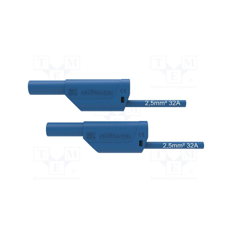 1 pcs x SCHu00dcTZINGER - VSFK 8700 / 2.5 / 100 / BL - Test lead, 32A, banana plug 4mm,both sides, Urated: 1kV, Len: 1m
