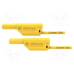 1 pcs x SCHu00dcTZINGER - VSFK 8700 / 2.5 / 100 / GE - Test lead, 32A, banana plug 4mm,both sides, Urated: 1kV, Len: 1m