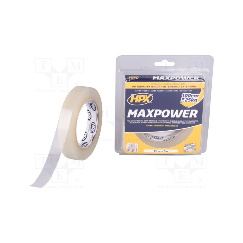 1 rol x HPX - HT1905 - Tape: fixing, W: 19mm, L: 5m, Thk: 1000um, double-sided, acrylic