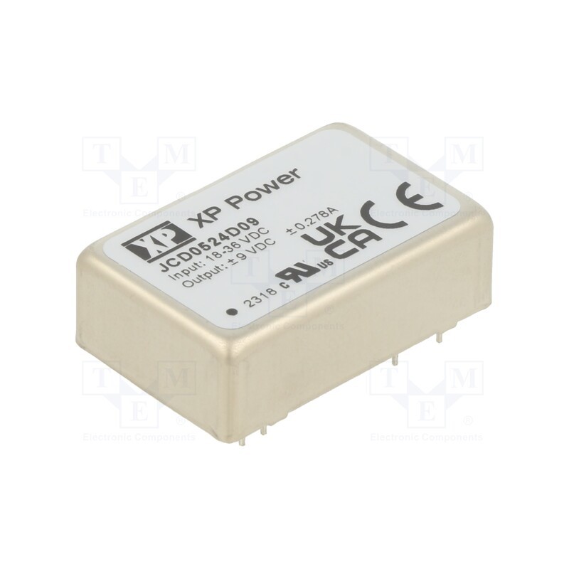 1 pcs x XP POWER - JCD0524D09 - Converter: DC/DC, 5W, Uin: 18÷36V, Uout: 9VDC, Uout2: -9VDC, 266kHz