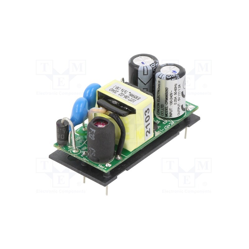 1 pcs x CINCON - CFM06S050 - Converter: AC/DC, 6W, 90÷264VAC, Usup: 120÷370VDC, Uout: 5VDC, 78%