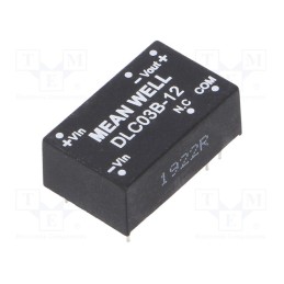 1 pcs x MEAN WELL - DLC03B-12 - Converter: DC/DC, 3W, Uin: 18÷36V, Uout: 12VDC, Uout2: -12VDC, DIP16