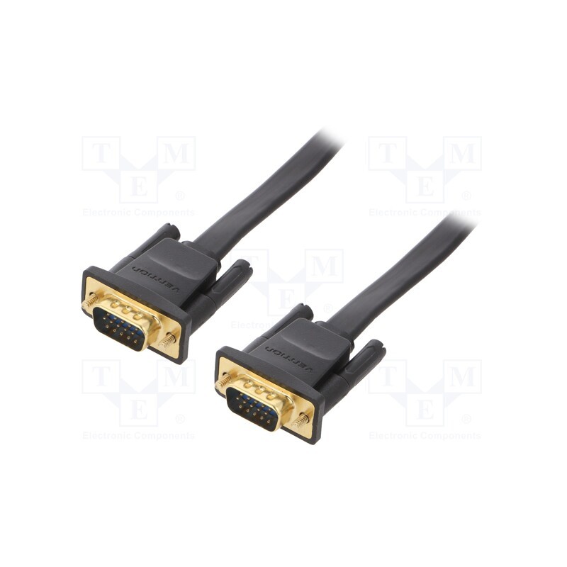 1 pcs x VENTION - DAIBJ - Cable, D-Sub 15pin HD plug,both sides, black, 5m, flat, Core: Cu