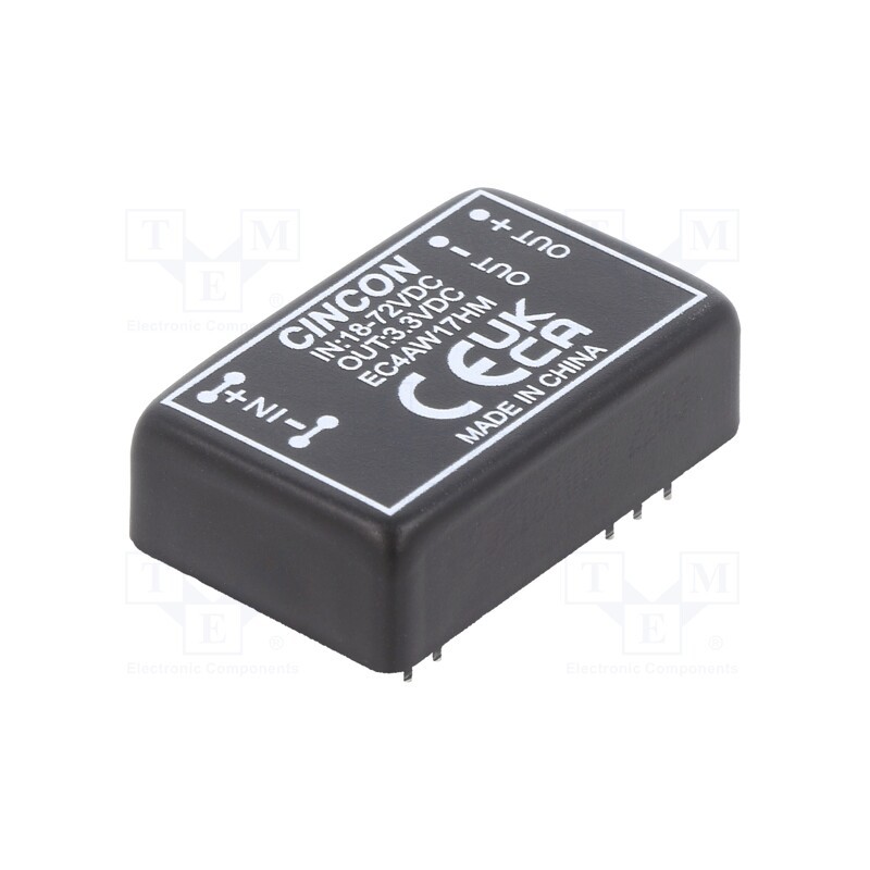 1 pcs x CINCON - EC4AW17HM - Converter: DC/DC, 3.3/6W, Uin: 18÷72V, Uout: 3.3VDC, Iout: 1000mA