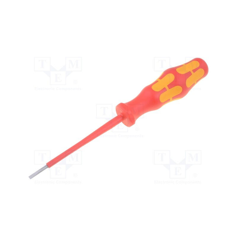 1 pcs x WERA - 5006100001 - Screwdriver, insulated, slot, 2,5x0,4mm, Blade length: 80mm, 1kVAC