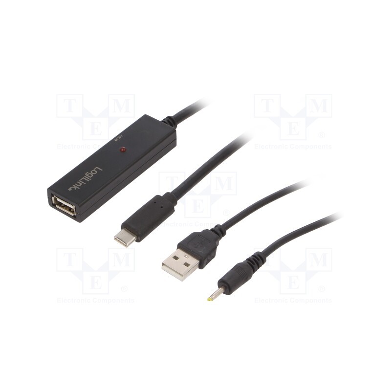 1 pcs x LOGILINK - UA0326 - Repeater USB, USB 2.0, USB A socket,USB C plug, 20m, black