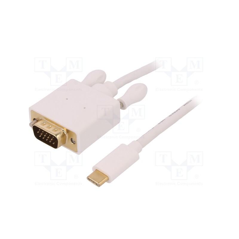 1 pcs x QOLTEC - 50419 - Adapter, USB 3.1, D-Sub 15pin HD plug,USB C plug, 2m, white