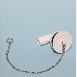 Angled camper sink drain, white, Fawo