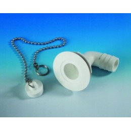 Angled washbasin siphon drain, white, fawo