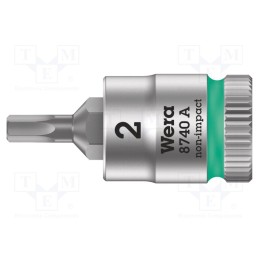 1 pcs x WERA - 5003330001 - Socket, Hex Plus key,socket spanner, HEX 2mm, 1/4', 28mm, Zyklop