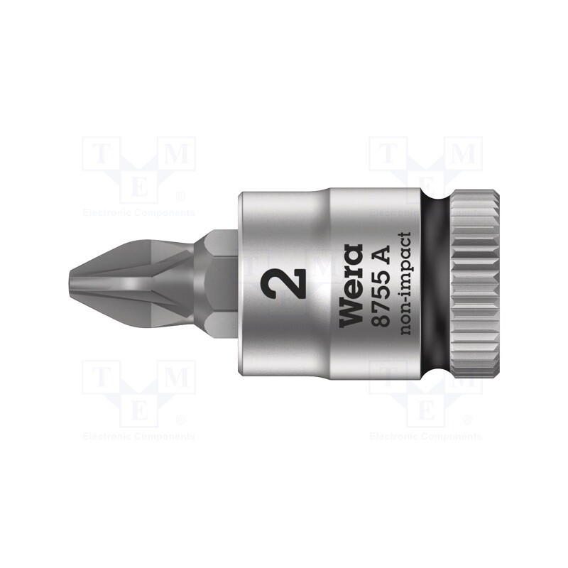 1 pcs x WERA - 5003354001 - Socket, socket spanner, PZ2, 1/4', 28mm, Bit: Pozidriv®