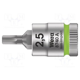 1 pcs x WERA - 5003331001 - Socket, Hex Plus key,socket spanner, HEX 2,5mm, 1/4', 28mm