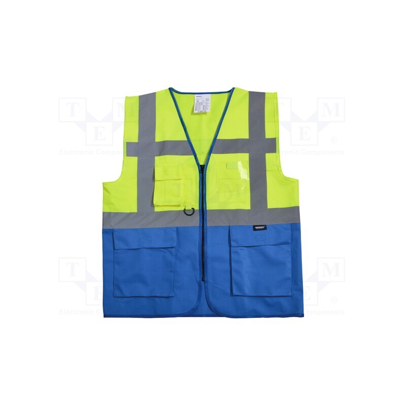 1 pcs x VIZWELL - VWRW01SB-YB/XL - Reflection waistcoat, Size: XL, yellow-blue, warning