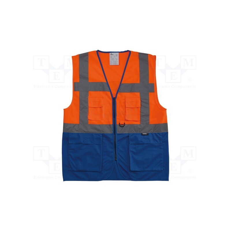 1 pcs x VIZWELL - VWRW01SB-OB/L - Reflection waistcoat, Size: L, orange-blue, warning