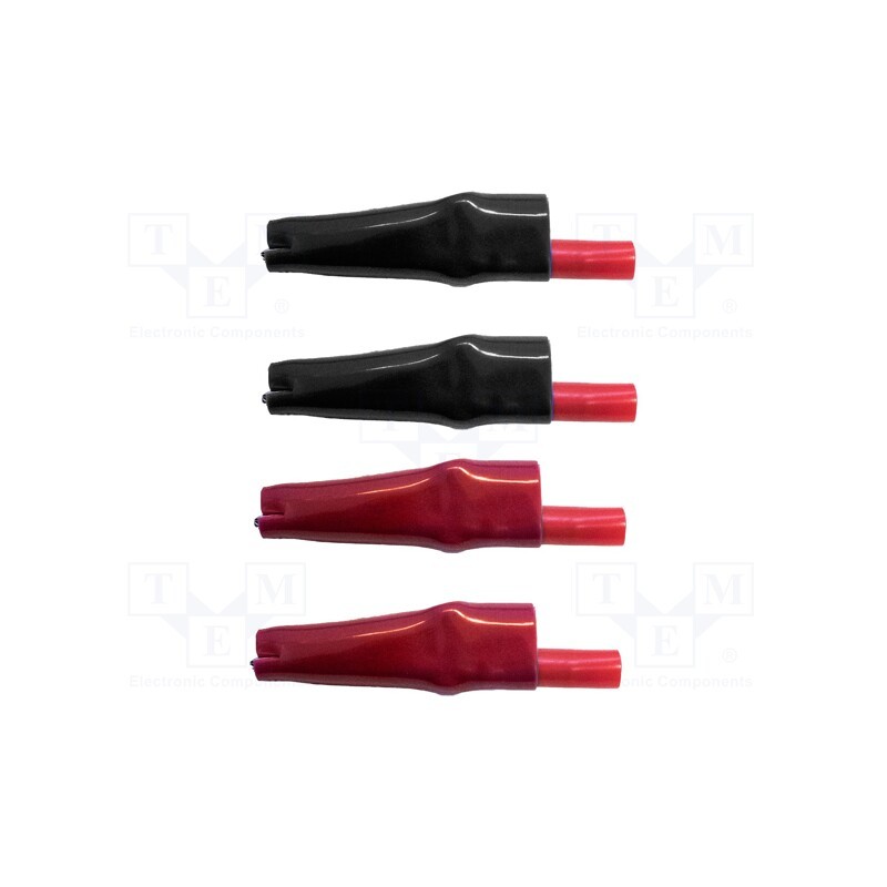 1 set x MUELLER ELECTRIC - 10016 - Crocodile clip, 10A, black,red, plug, nickel plated, 4mm, 4set