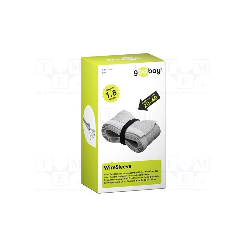 1 pcs x Goobay - 51916 - Braid, grey, L: 1.8m, Features: multi use, ØBundle : 20÷40mm