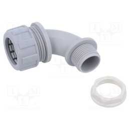 1 pcs x HELLERMANNTYTON - 166-40803 - 90° angled connector, Thread: metric,non-swivel,outside