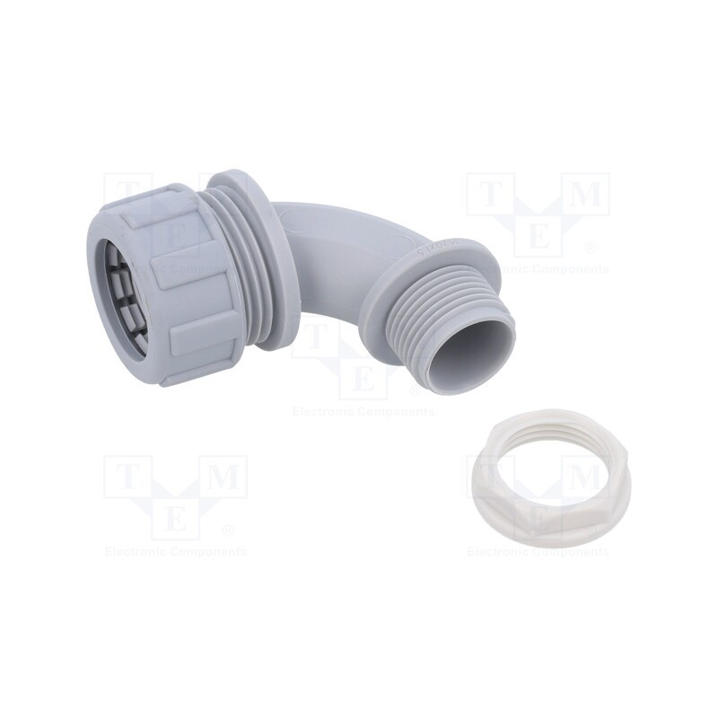 1 pcs x HELLERMANNTYTON - 166-40803 - 90° angled connector, Thread: metric,non-swivel,outside