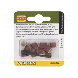 1 set x PROXXON - 28980 - Wheel, corundum, Kit: mounting mandrel, 10pcs, Granularity: 150