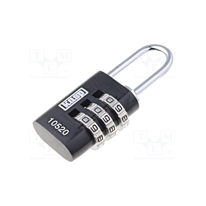 1 pcs x KASP - K10520BLAD - Padlock, shackle,combination code, A: 22mm, C: 3mm, B: 20mm