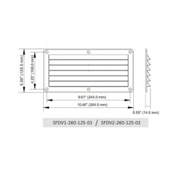 Black ventilation grille 264x126 mm