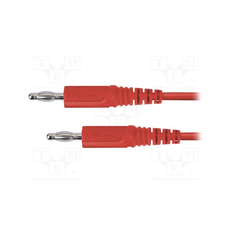 1 pcs x SCHu00dcTZINGER - MFK 09 / 1 / 200 / RT - Test lead, 70VDC, 33VAC, 16A, banana plug 4mm,both sides, Len: 2m