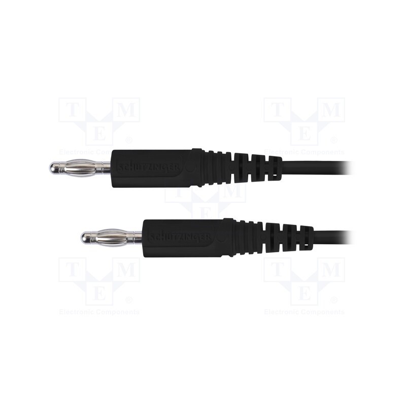 1 pcs x SCHu00dcTZINGER - MFK 09 / 1 / 200 / SW - Test lead, 70VDC, 33VAC, 16A, banana plug 4mm,both sides, Len: 2m