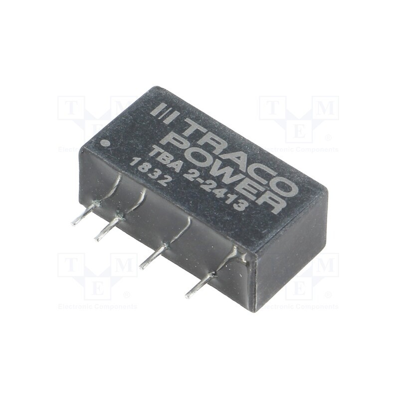 1 pcs x TRACO POWER - TBA 2-2413 - Converter: DC/DC, 2W, Uin: 21.6÷26.4V, Uout: 15VDC, Iout: 130mA, SIP7