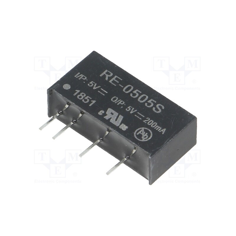 1 pcs x RECOM - RE-0505S - Converter: DC/DC, 1W, Uin: 4.5÷5.5V, Uout: 5VDC, Iout: 200mA, SIP7