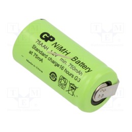 1 pcs x GP - 75AAH - Re-battery: Ni-MH, 2/3AA,2/3R6, 1.2V, 750mAh, soldering lugs