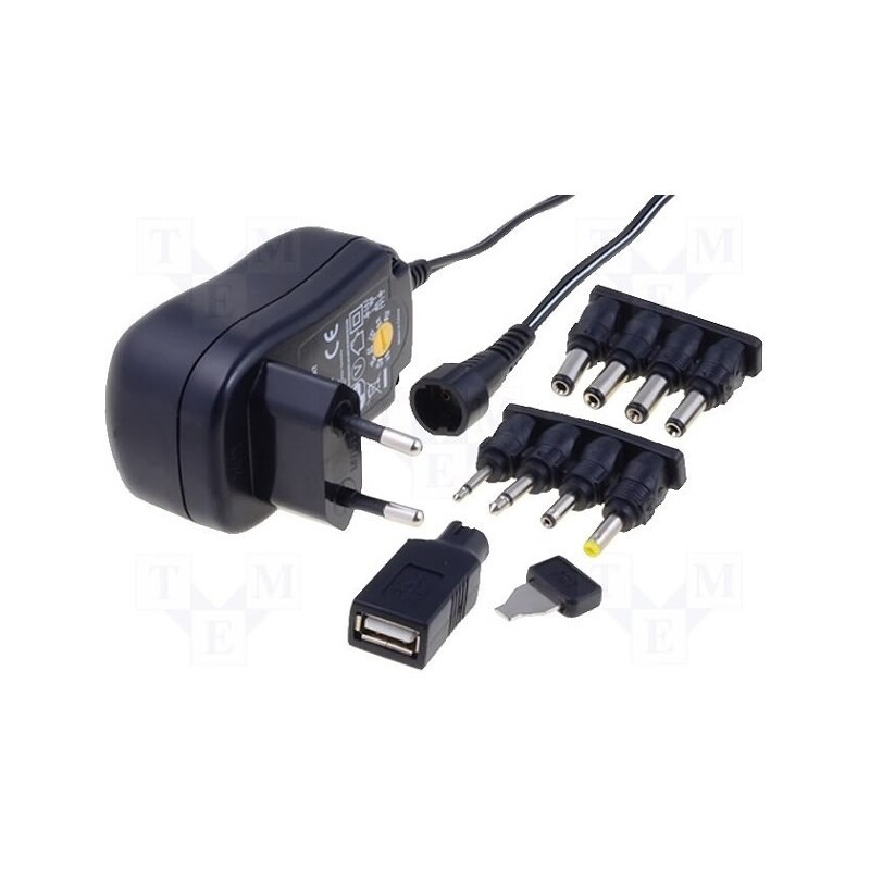 1 pcs x Goobay - 54793 - Power supply: switched-mode, universal,plug, 3VDC,, 0.3A, Plug: EU