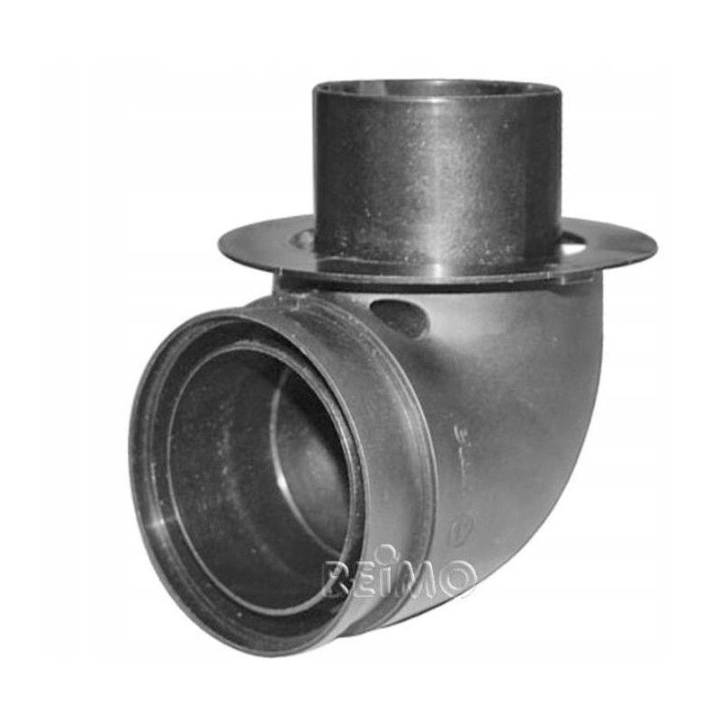 Elbow under the floor of the trailer to the floor of the truma