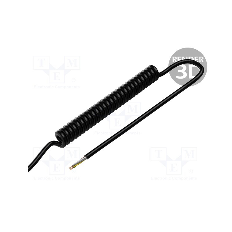 1 pcs x SIMECH - SPT00191C - Wire: coiled, 5x0.5mm2, unshielded, PUR, black, 300V, 0.2m, 0.8m