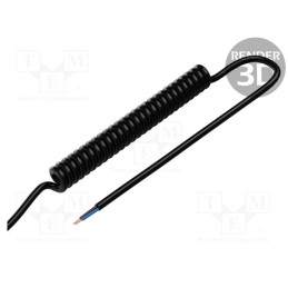 1 pcs x SIMECH - SPT00172C - Wire: coiled, 2x0.5mm2, unshielded, PUR, black, 300V, 0.5m, 2m