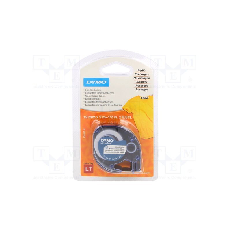 1 rol x DYMO - S0718850 - Tape, 12mm, 2m, white, Character colour: black, DYMO.LT100H