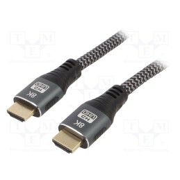 1 pcs x GEMBIRD - CCB-HDMI8K-2M - Cable, HDMI 2.1, HDMI plug,both sides, textile, 2m, black, Core: Cu